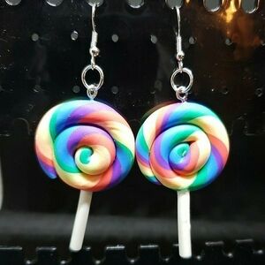 Handmade Rainbow Lollipop Earrings
